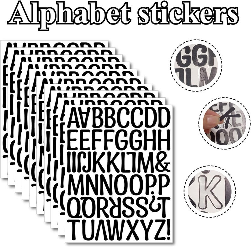Debinolo 476 pcs 8 Sheets Self Adhesive Vinyl Letters Numbers Kit, 2 Inch Mailbox Numbers Sticker for Mailbox, Signs, Window, Door, Cars, Trucks, Home, Business, Address Number (2 Inch, 8 Black Set) - Image 5